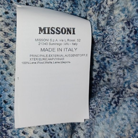 Missoni 100% Lana Wool High Neck Sweater Blue - Picture 5 of 11
